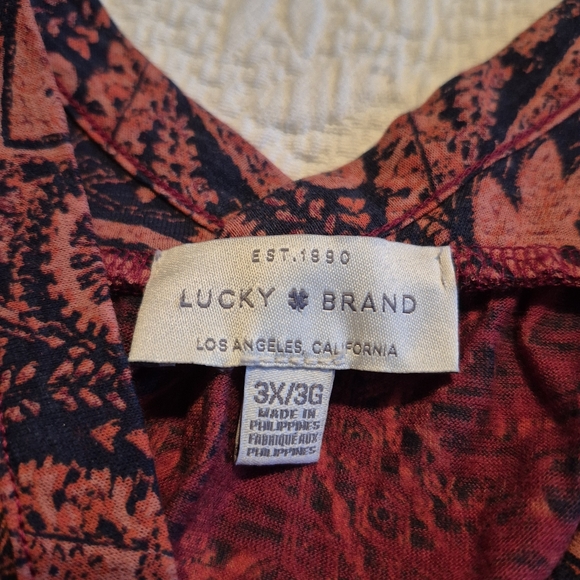 Lucky Brand womrn's 3X sleeveless full button front shirt black orange red - Picture 3 of 5